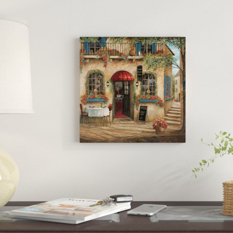 «Centro Piazza Café», reproduction sur toile, H 26 po x l 26 po x P 1,5 po, Toile tendue, Pas de tapis