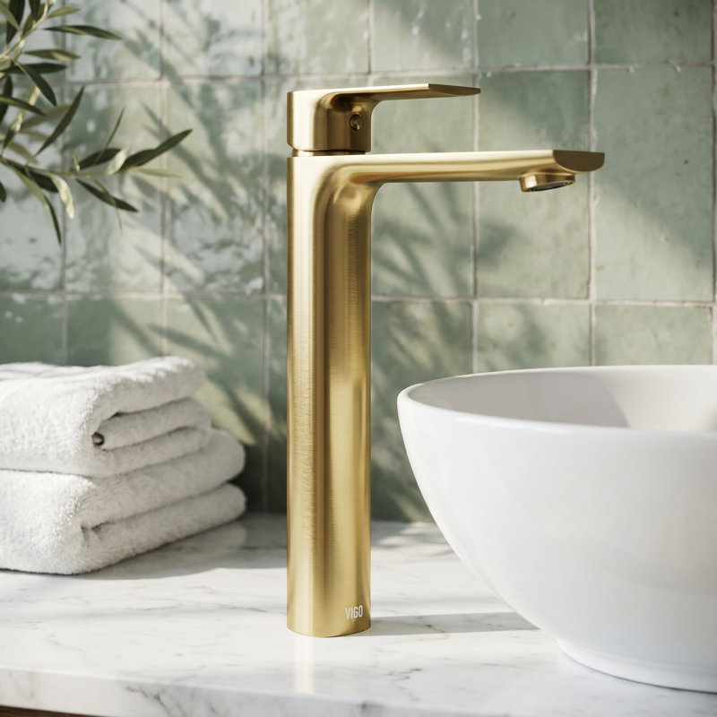 Norfolk 11" H Single Handle Vessel Sink Bathroom Faucet, Matte Gold