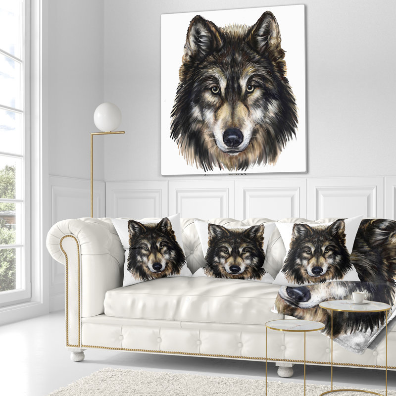Wolf Head - Animal Printed Throw Pillow