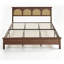 Très grande base de lit en rotin, lit plateforme en bois Boho avec tête de lit en rotin naturel et pied de lit Mid-Century, support de lattes silencieux, aucun sommier requis-2001530201-2001530203