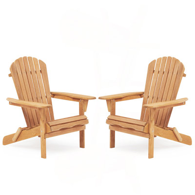 Ensemble de 2 chaises de patio pliantes en bois Adirondack pour le jardin, le jardin, la pelouse, la cour, la terrasse, le bord de la piscine, le foyer d'extérieur