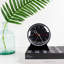 Analog Birch Solid Wood Quartz Alarm Tabletop Clock in Black