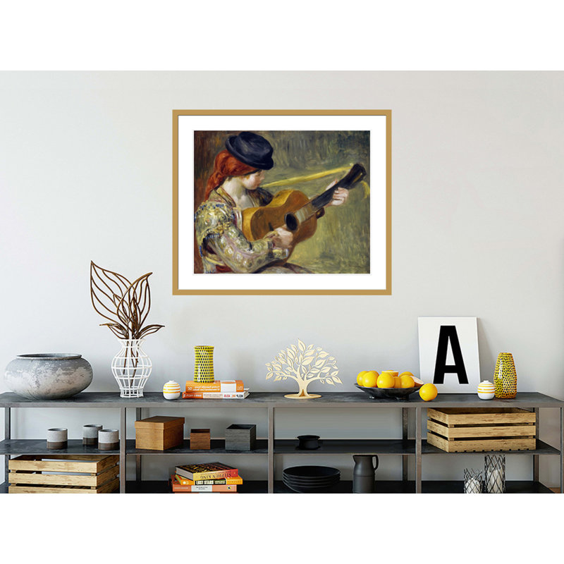 «Girl With a Guitare» par Pierre-Auguste Renoir, impression giclée sur cadre, H 33,5 po x l 39,57 po