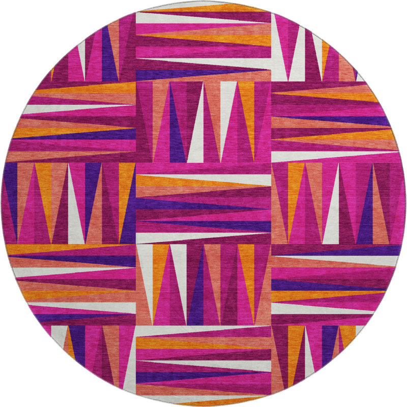 Premium Machine Washable Collett AMF1012 Squares Rug, Round 8'