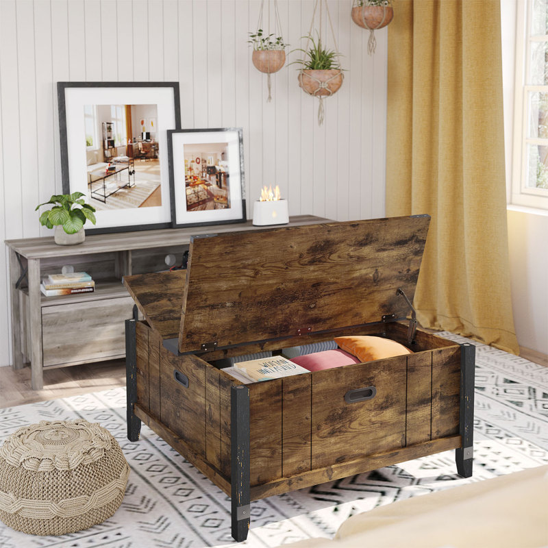 Table basse à plateau relevable Ivybridge, Brun rustique
