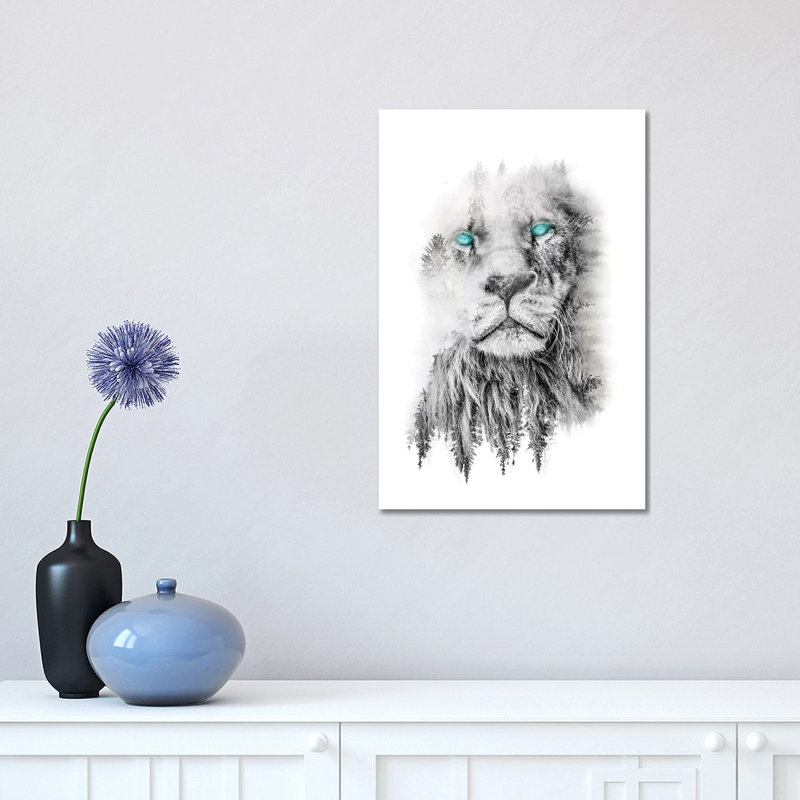 Whiteout Lion by Paul Haag - Wrapped Canvas Print, 45.72cm H x 30.48cm W x 1.91cm D