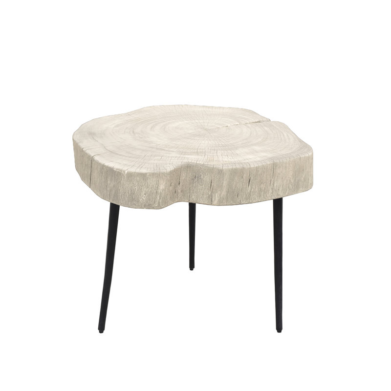 Solid Wood Top End Table, White