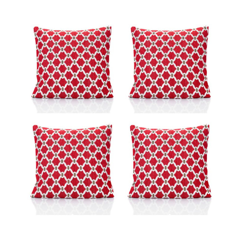 Beauville Geometric Square Cushion, Red, 55 cm H x 55 cm W x 15 cm D