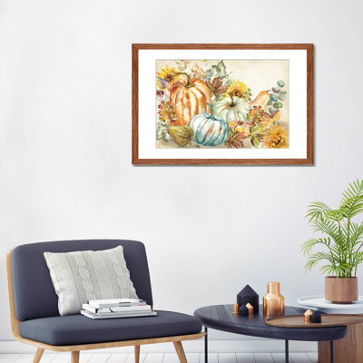 «Watercolor Harvest Pumpkin Landscape» par Tre Sorelle Studios, reproduction