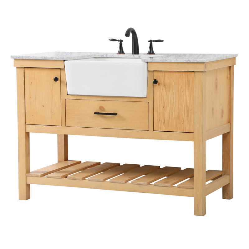 Ensemble de meuble-lavabo simple 48 po Pelaghia, Bois naturel