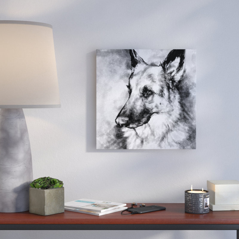 «German Shepherd», impression sur toile, H 20 po x l 20 po x P 1,5 po, Cadre blanc