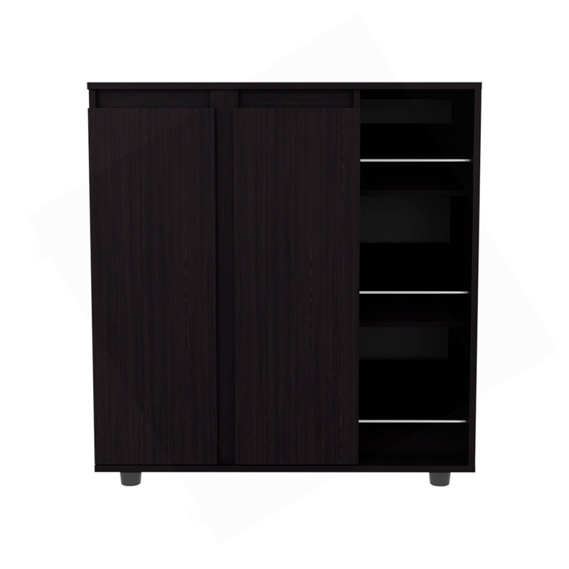 Meuble à chaussures à 2 portes avec tablette, Wengé