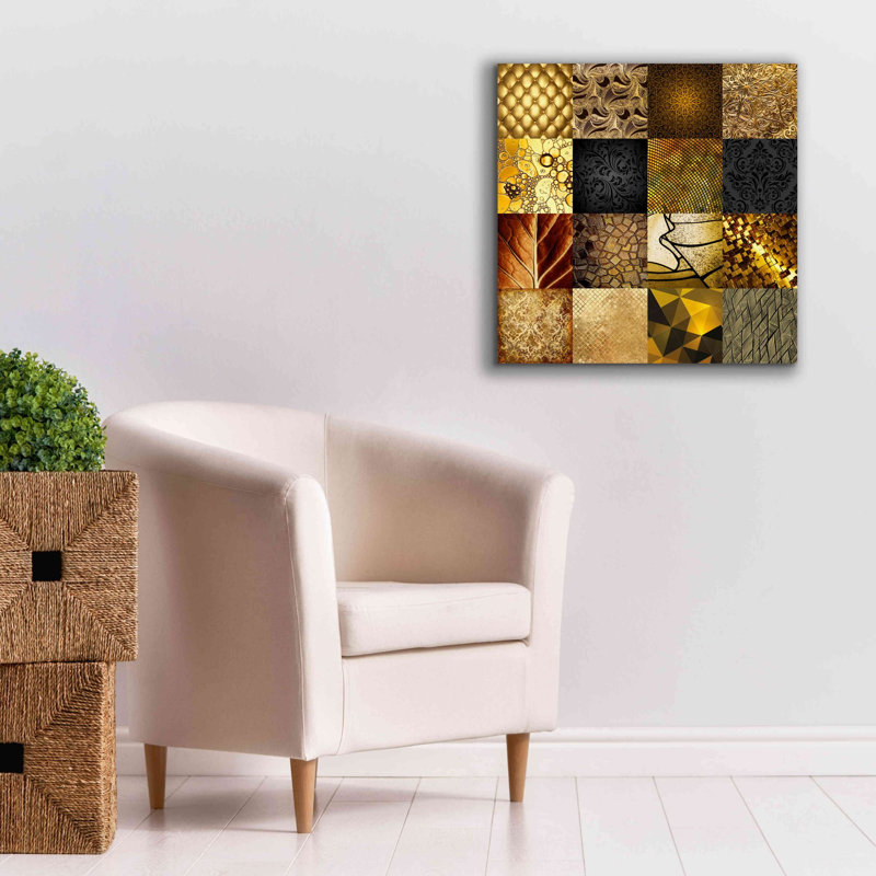 «Tiles Decor Gold» par GraphINC Studio, reproduction sur toile tendue, H 26 po x l 26 po x P 1,5 po