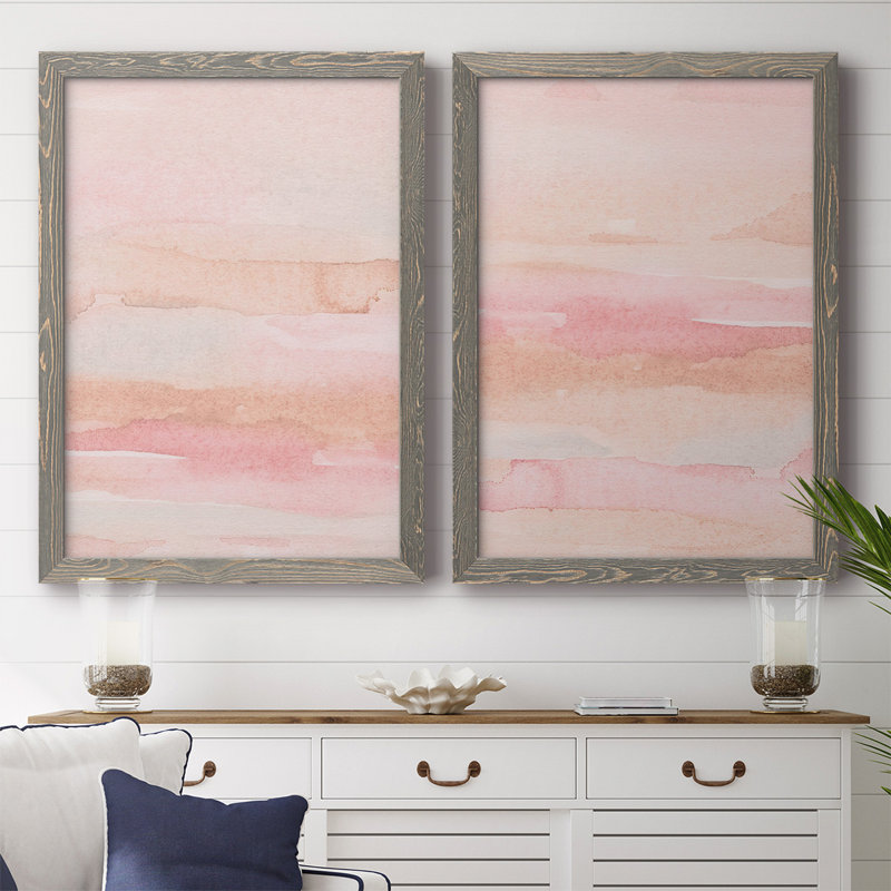 Toile encadrée «Rose Fade I-Premium» - prête à être accrochée, H 27,5 po x l 75 po x P 1,5 po, Gris