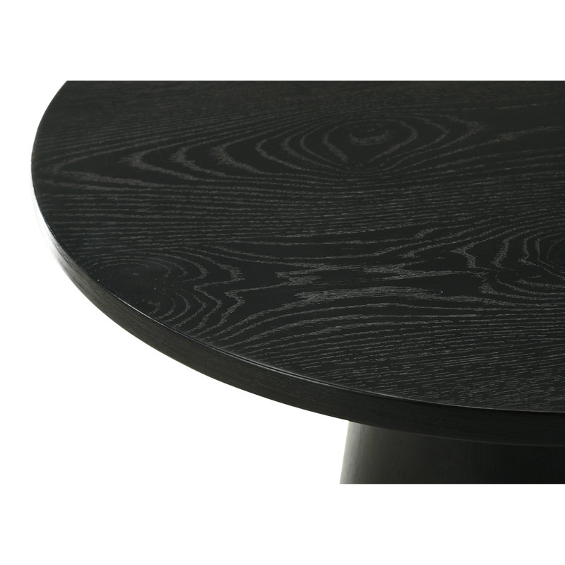 Table basse ronde de 29 po en noir ébène, aspect grain de bois naturel, corps solide pour espace de vie présentant du grain, fait de