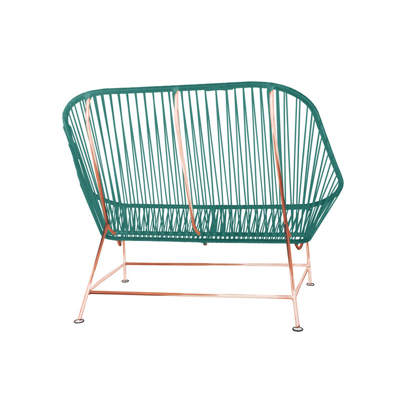 InLove Indoor/Outdoor Handmade Loveseat, Turquoise/Copper