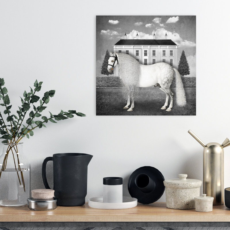 Art mural surréel, cheval surréel blanc