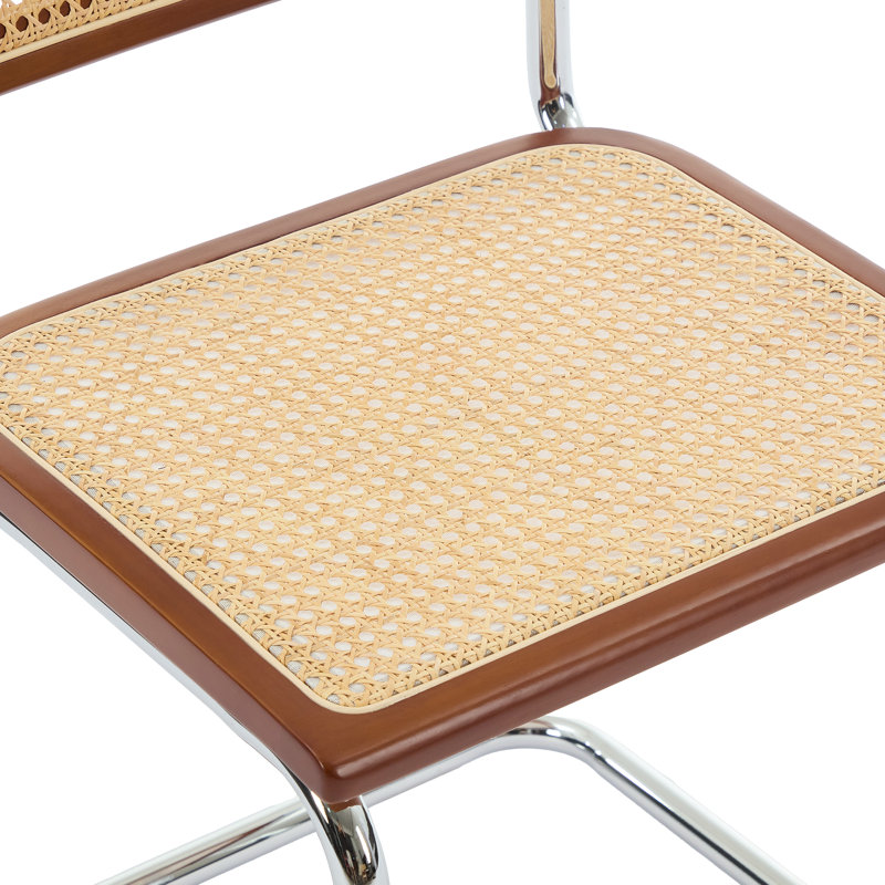 46cm H Cantilever Chair in Natural/Walnut/Chrome