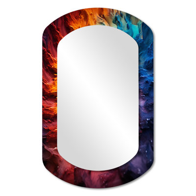 Colorful space fractal vortex III - Fractal Asymmetrical Unique Wall Mirror, Modern Cylinder Mirror, Printed Metal Art