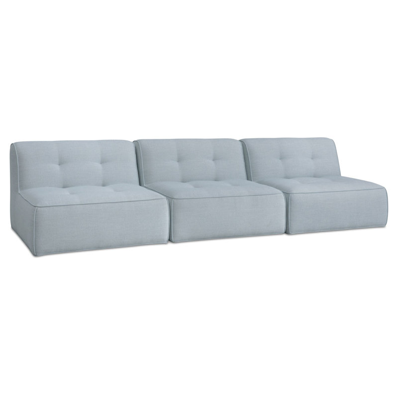 Canapé d'extérieur 3 pièces Perrie bleu clair, 3 chaises sans accoudoirs, Light Blue Polyester