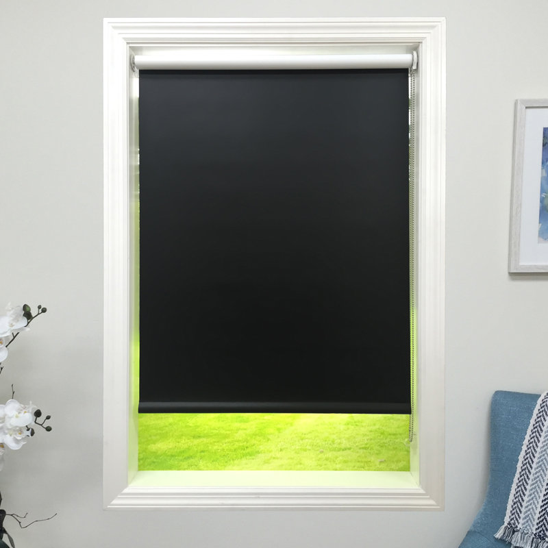 Blackout Black Roller Shade , 60", 32.5"