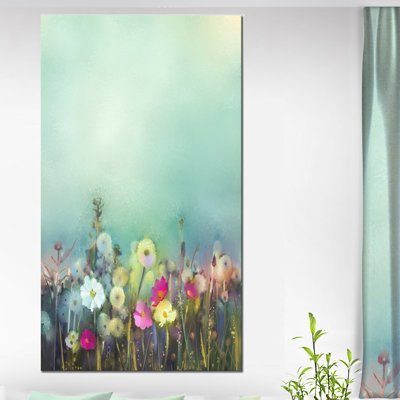 Reproduction d’art sur toile tendue, "pissenlit de déballage et des fleurs en cascade"