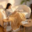 Striped Flannel & Sherpa Large Size Throw Blanket, Soft & Cozy Warm Blanket for Bed, 220 X 240CM-126596431