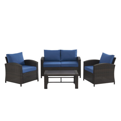 Andreanna 4 - Person Patio Conversation Set with Cushions