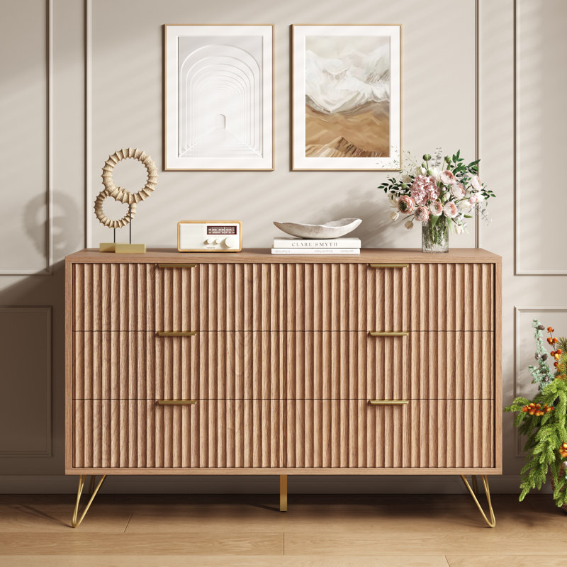 Commode 6 tiroirs Collena, Brun