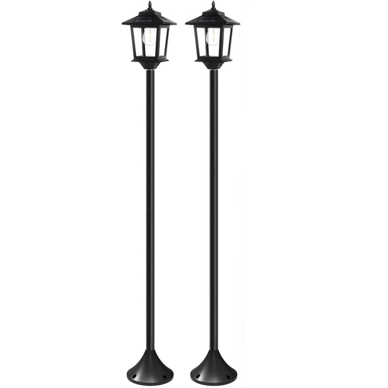 Lampadaire solaire 63 po, éclairage extérieur imperméable, lampe sur pied pour patio, ampoule remplaçable, blanc chaud (ensemble de 2)