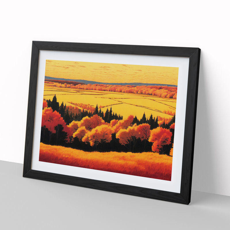 Autumn Meadow Landscape Vol.2 - Single Picture Frame Print, Black Framed, 34cm H x 46cm W x 2cm D