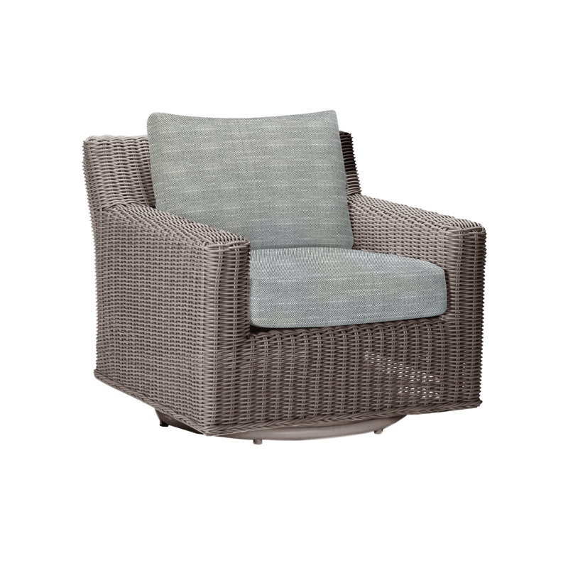Fauteuil d'extérieur pivotant rustique en résine tressée N-Dura, Welt, InsideOut® Rollo ‑ lin argent, Huître