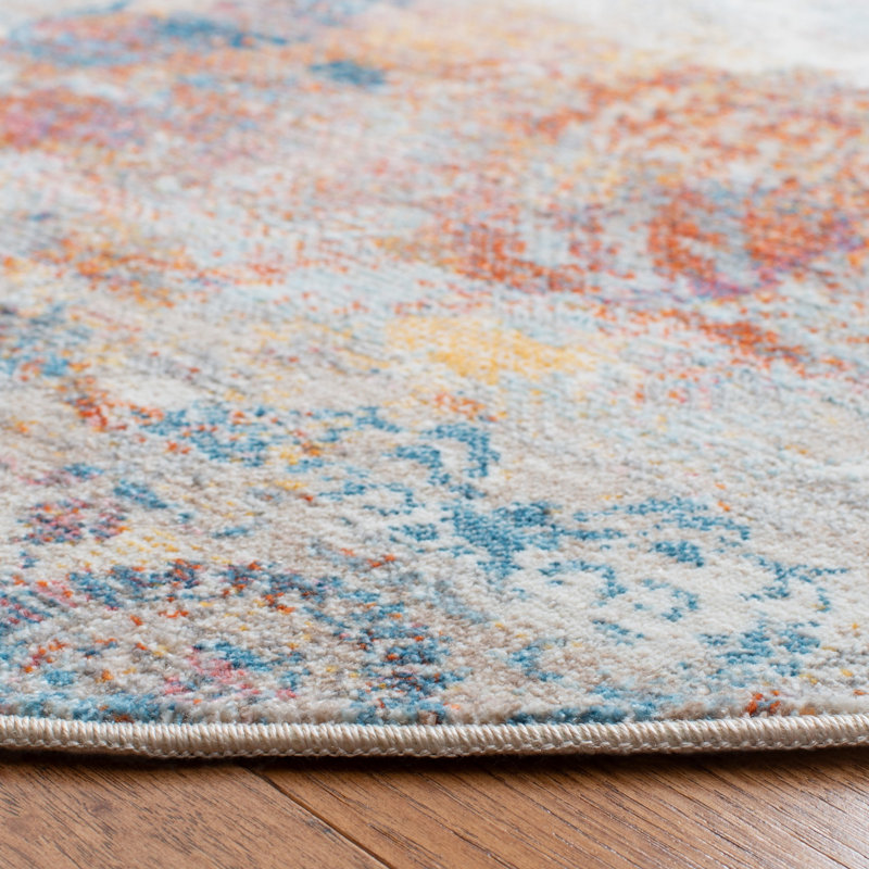 Tapis bleu / beige Curlee, Rond 5 pi