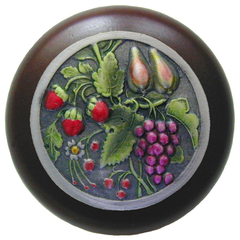 Tuscan Mushroom Knob, Pewter Hand Tinted  / Walnut Wood