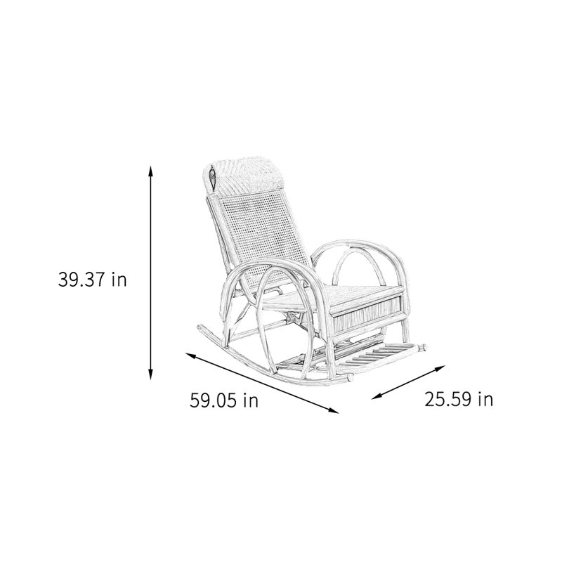 Chaise berçante moderne en rotin simple tissé moderne, Brun-roux