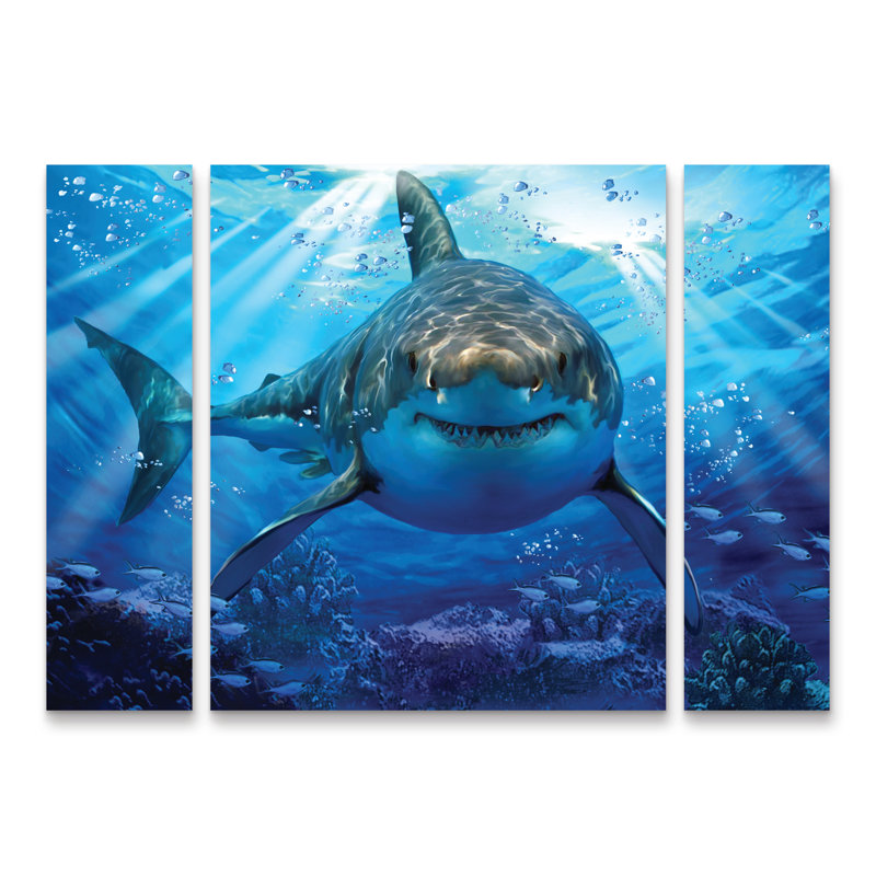 " Stalking Shark " by Howard Robinson 3 - Pieces, 30" H x 41" W x 2" D