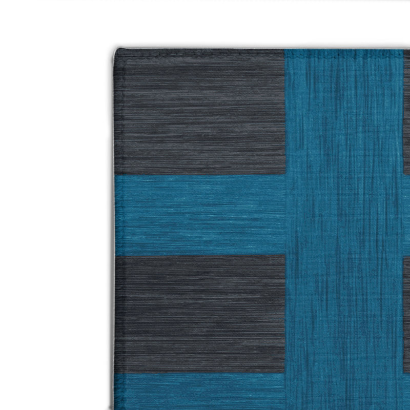 Tapis intérieur / extérieur noir à carreaux, Rectangulaire 2 pi x 3 pi