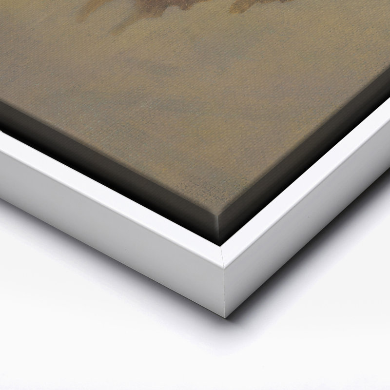 Buffle dans une tempête de sable, Canvas, White Framed, 11"H x 14"W