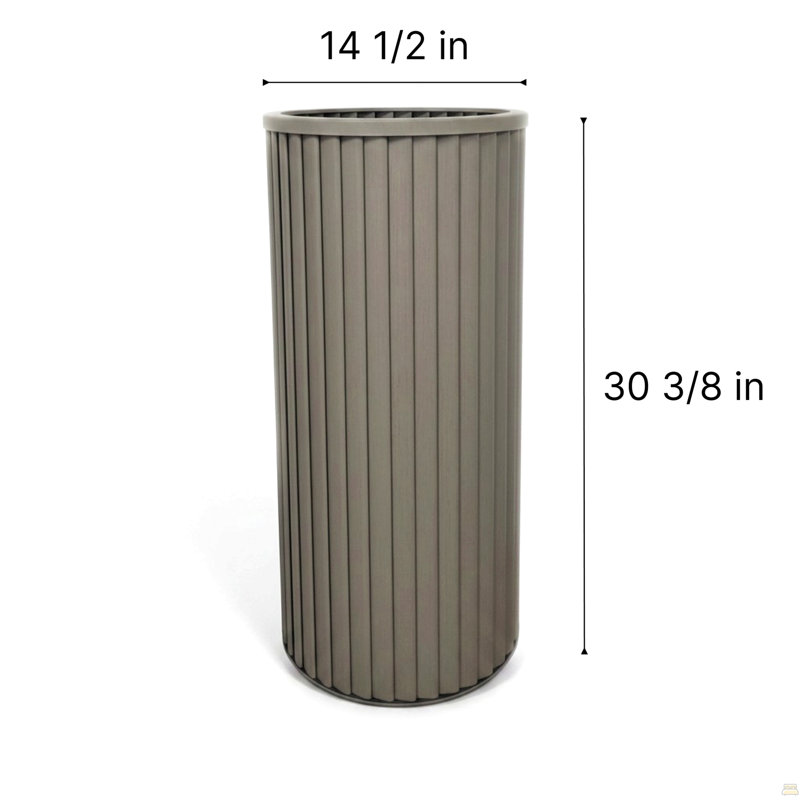 Pot à fleurs rond à colonnes rondes SM - Brun moyen, 10.38" H x 8.63" W x 8.63" D, Brown