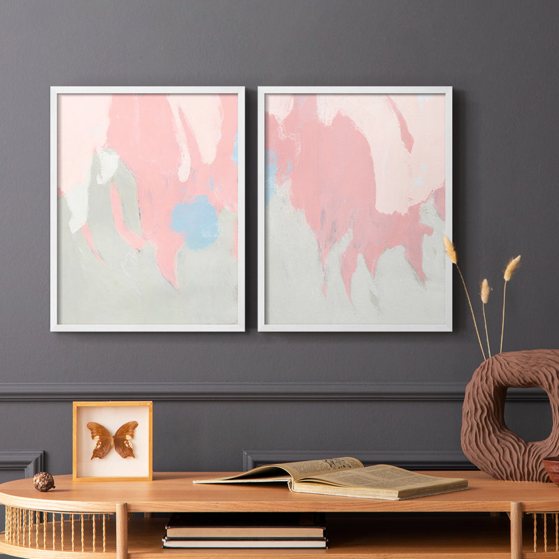 «Blush Abstract I», reproduction encadrée de qualité supérieure - prête à être accrochée - aucun clou requis - aucun clou requis
