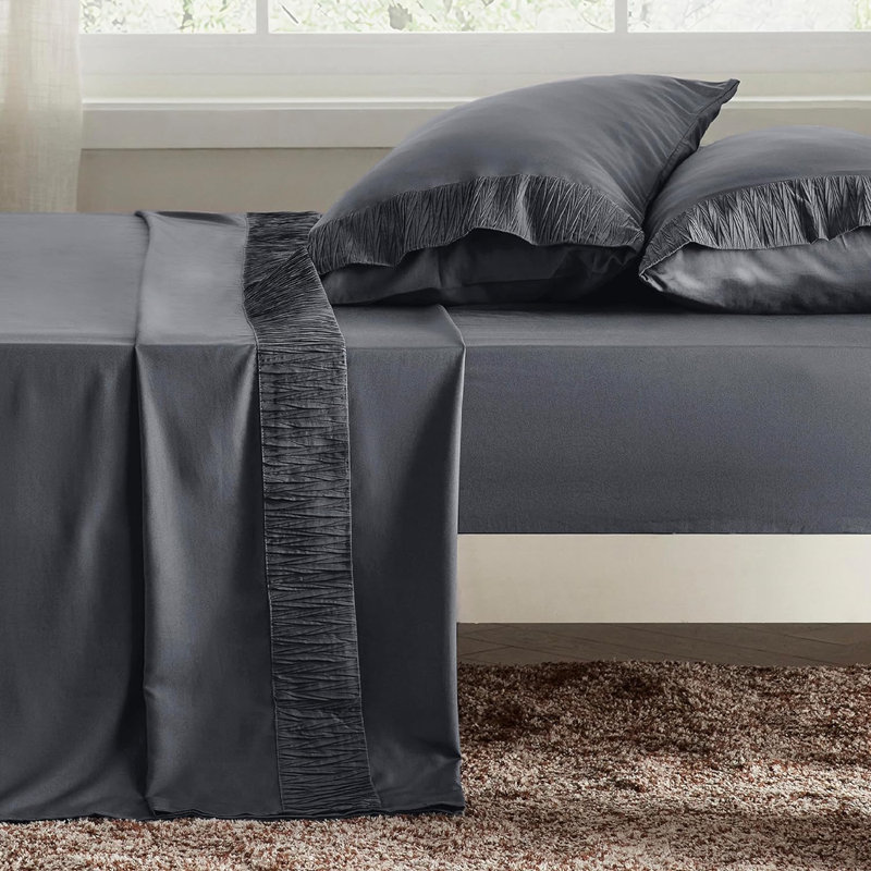 Ensemble de draps en microfibre de literie de luxe Hotel, gris, Double 