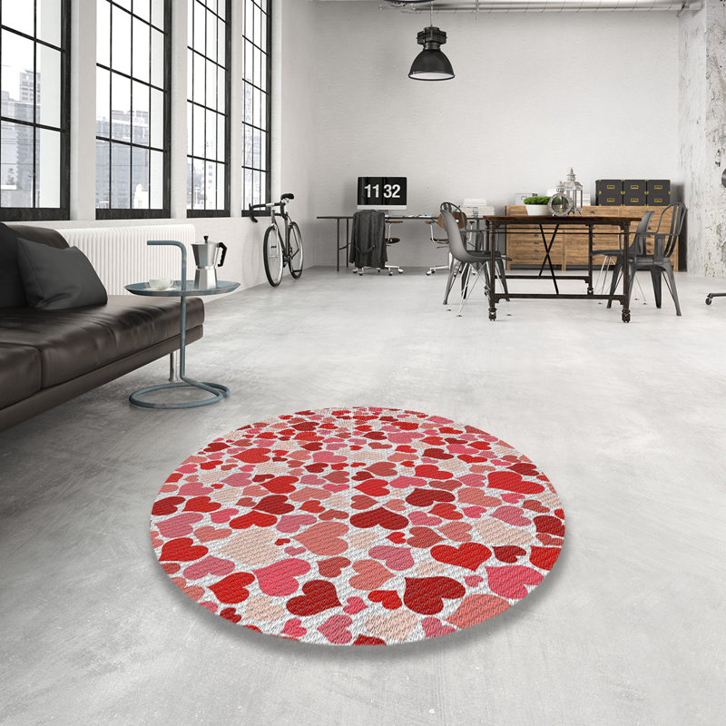 Tapis de zone rouge à motifs, Rond 7 pi
