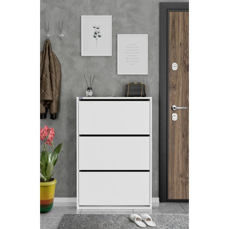 3-Tier Wooden Shoe Cabinet, White