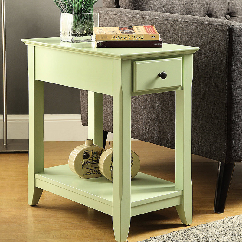 Table d'appoint rectangulaire, colorée, un tiroir et une tablette pour une fonction de rangement ouvert, espaces de vie principaux adaptés, style Kd, empreinte mince, largeur de 22 po, profondeur de 13 po, hauteur de 23 po, table de bout avec