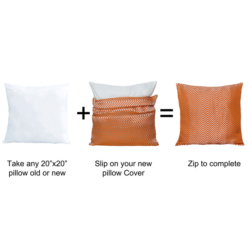 Coussin en jacquard à chevrons 20 po, Orange brûlé