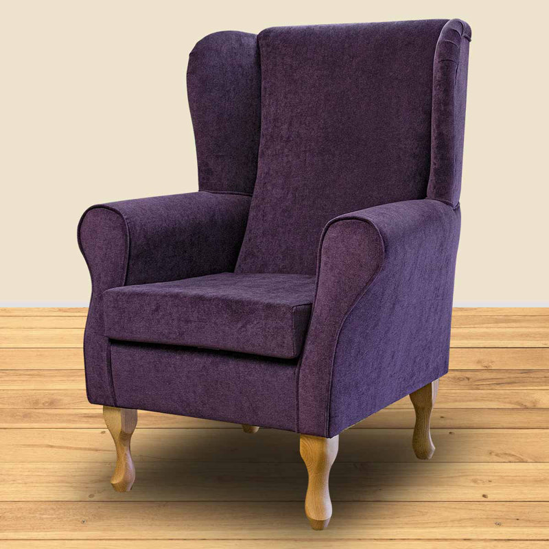 74cm Wide Tufted Velvet Wingback Chair, Purple