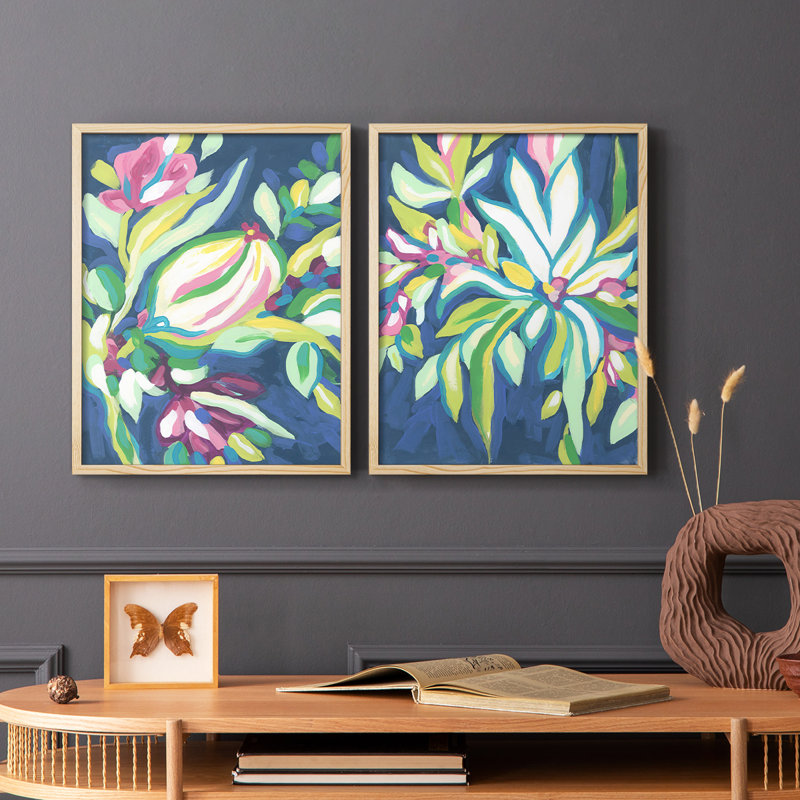 Blue Tropics III - reproduction encadrée de qualité supérieure - prête à être accrochée - aucun clou requis - aucun clou requis