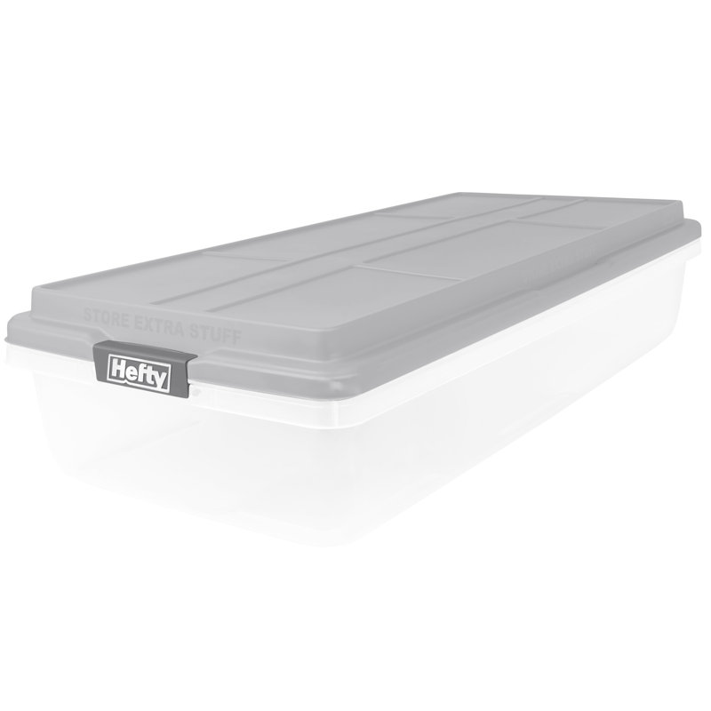 Paquet de 4 bacs de rangement en plastique avec couvercle Hefty Hi-Rise 63 pintes, gris ciment