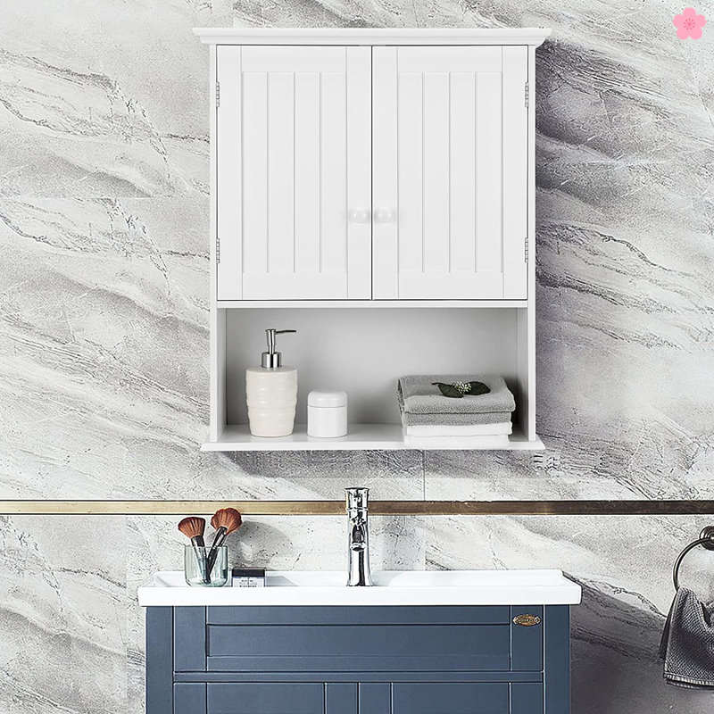 Armoire de salle de bain Gehard, Blanc