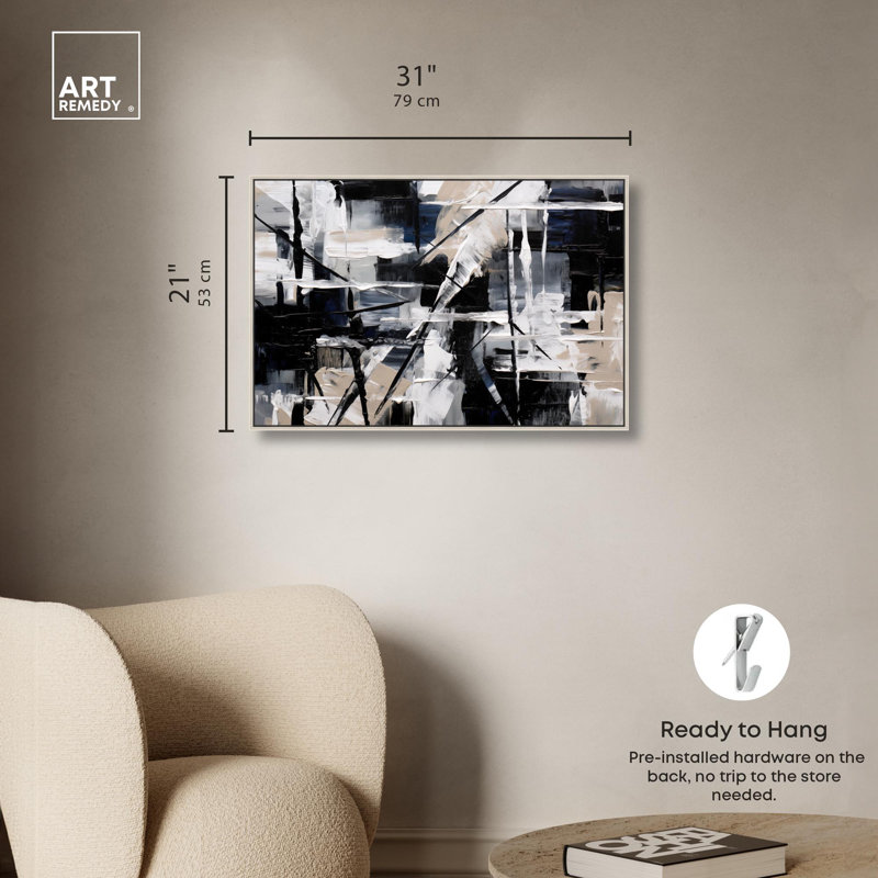 Art mural moderne abstrait sur toile Balada par Art Remedy, Cadre argenté, H 21 po x l 31 po